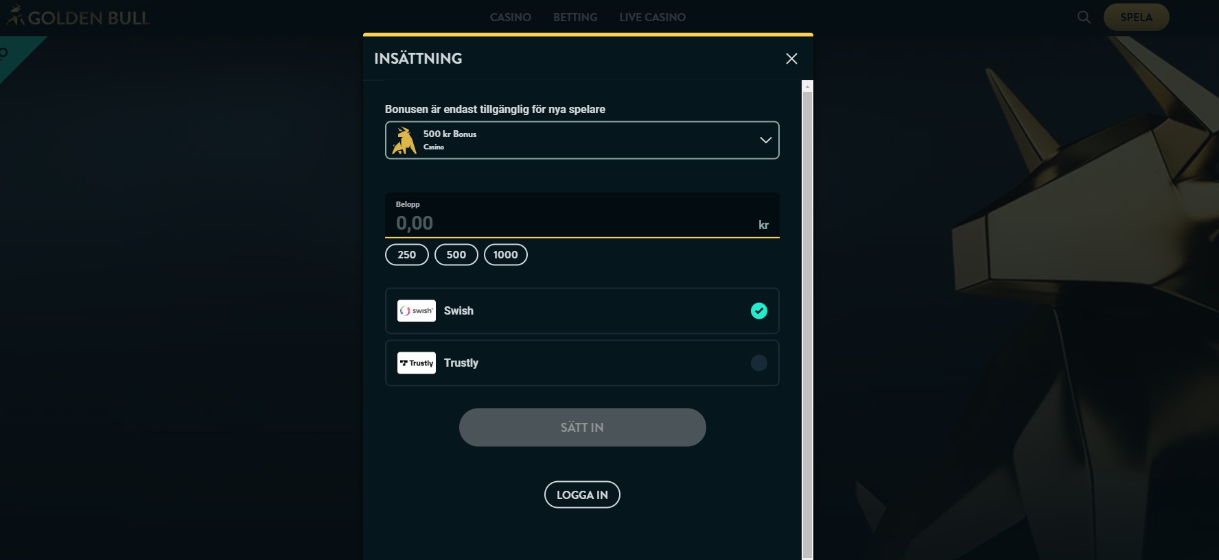 golden bull välkomstbonus