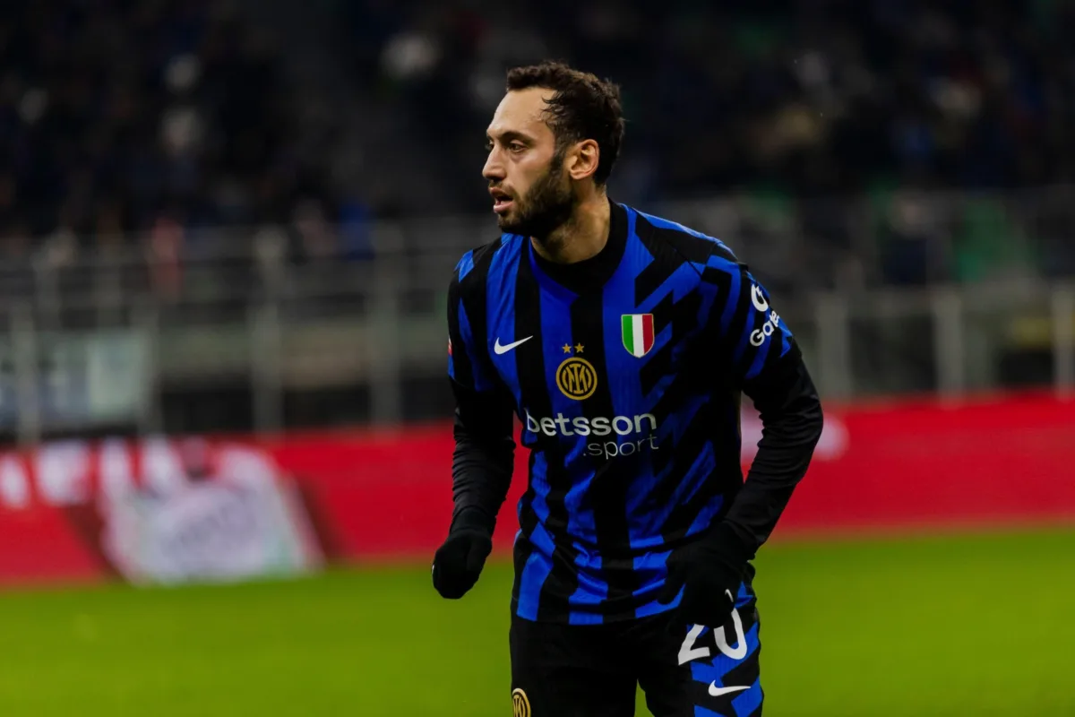 Hakan Calhanoglu in action during Coppa Italia match between FC Internazionale and Udinese Calcio on December 19 2024 at Giuseppe Meazza Stadium in Milano, Italy
